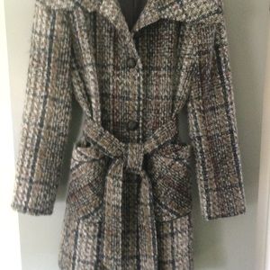 DKNY plaid walking coat